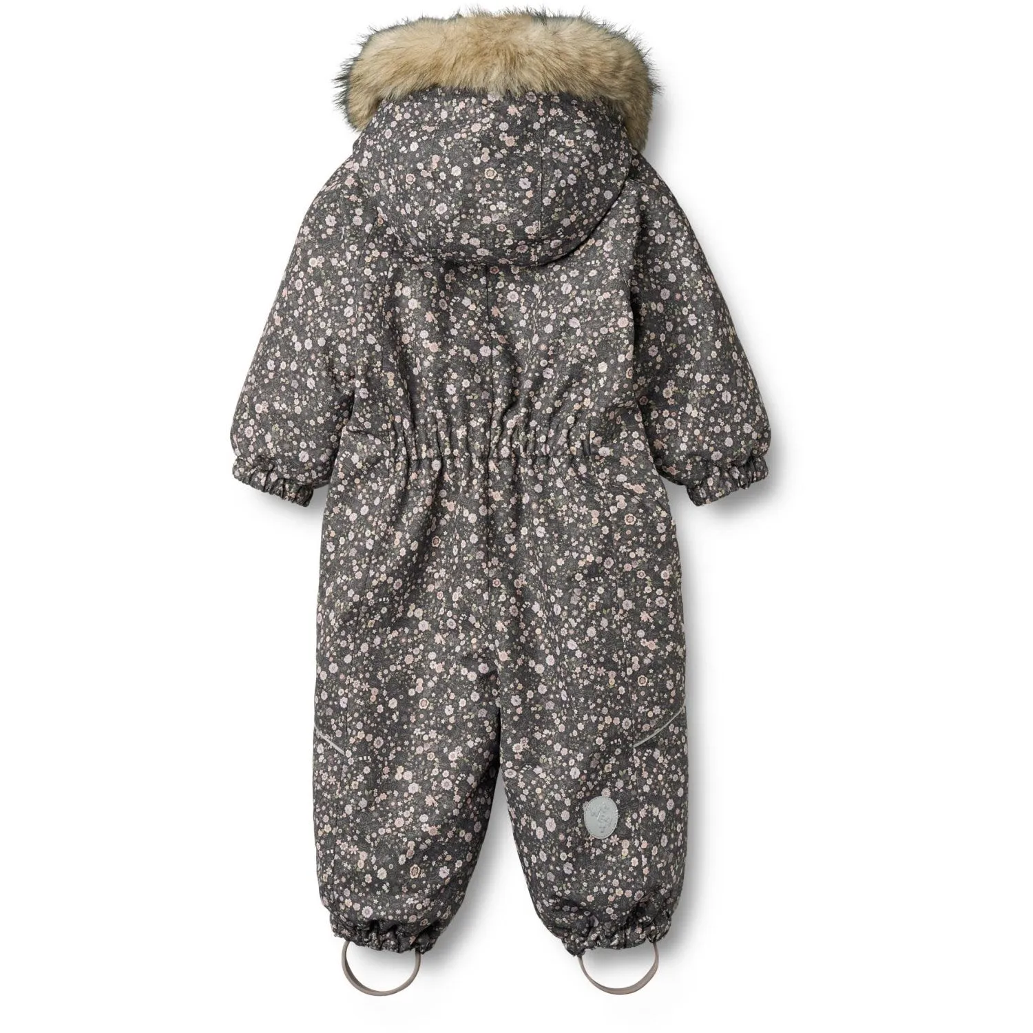 Wrinkle-Resistant Wheat Black Sea Open Flowers Snowsuit Nickie