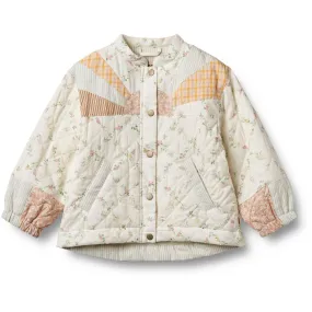 Wheat Ivory Checked Flowers Quilt Jacket Inga club sunny - day look