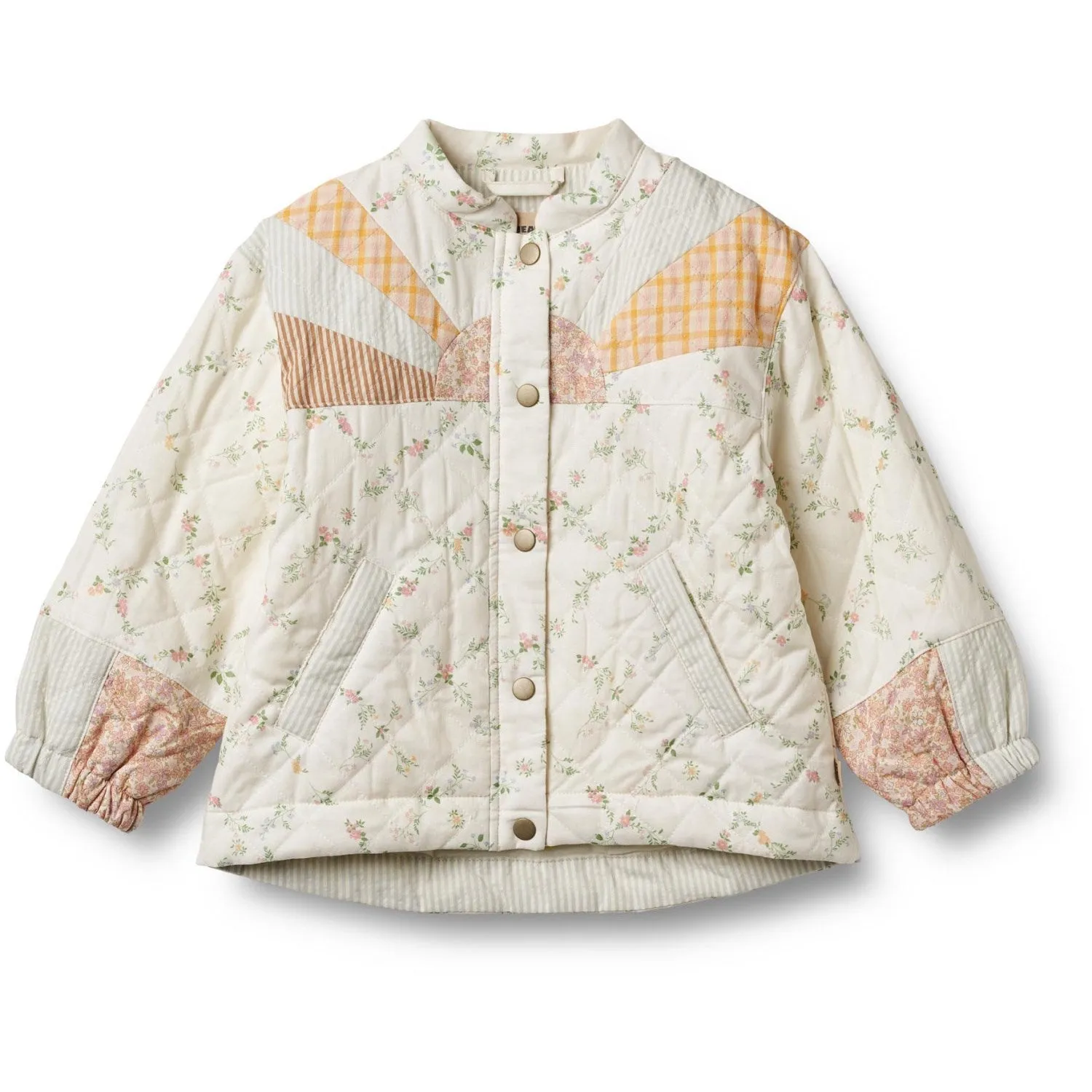 Wheat Ivory Checked Flowers Quilt Jacket Inga Winter Layers