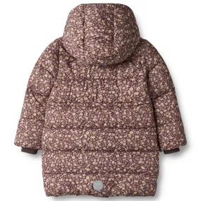 Fashion-Forward Wheat Puffer Jacket Yrsa Eggplant Flowers