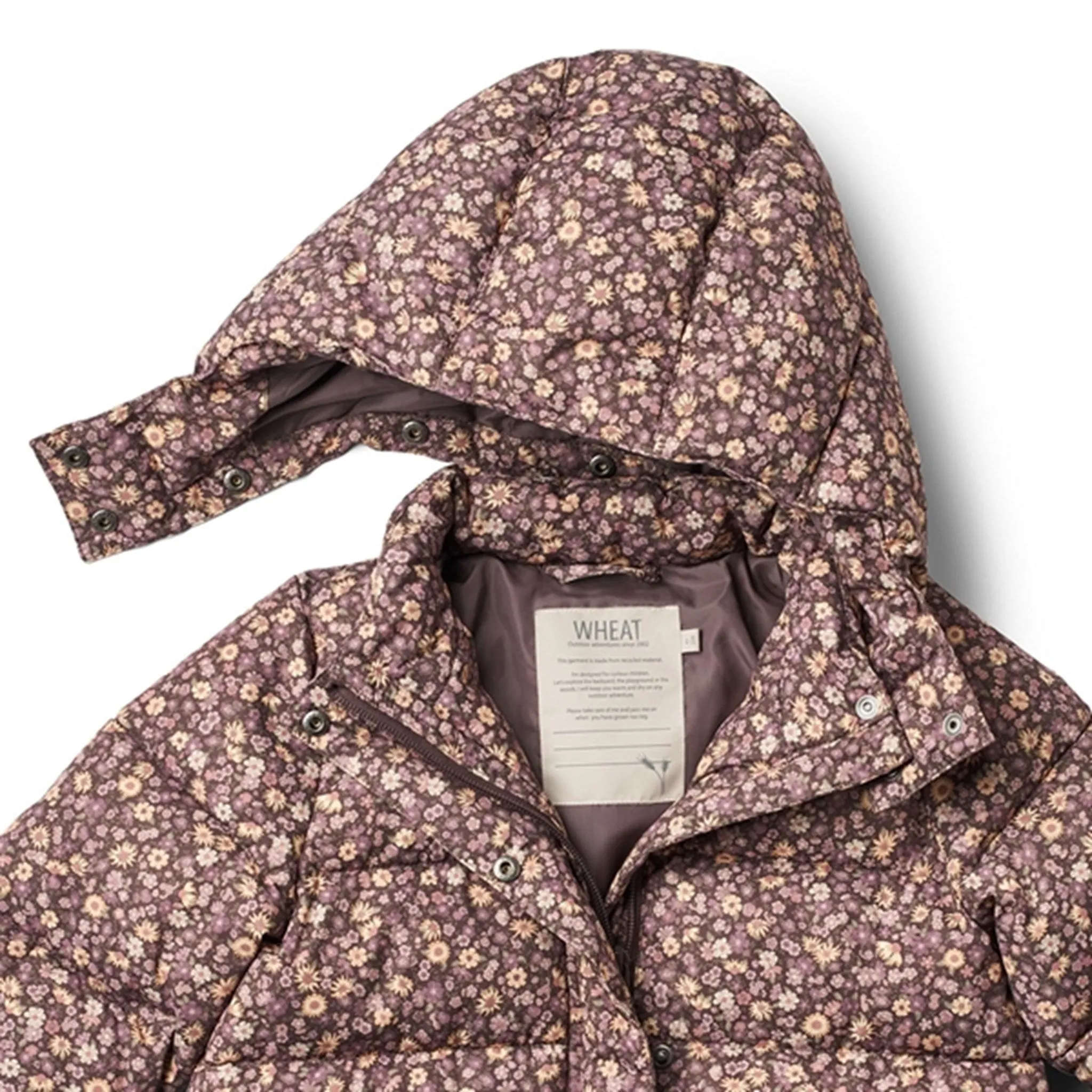 Transitional-Wear Elegant event blouse Wheat Puffer Jacket Yrsa Eggplant Flowers