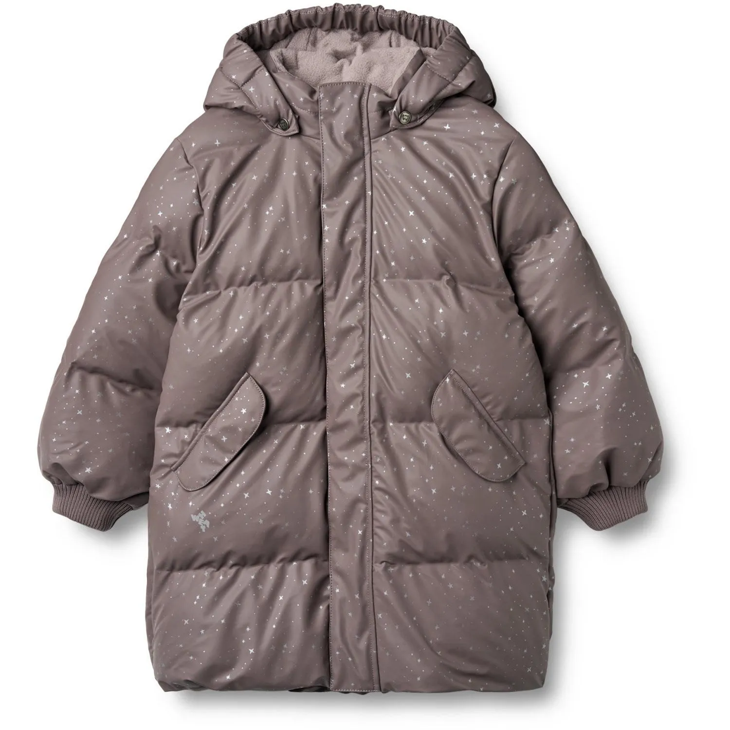 Wheat Purple Stone Stars PU Puffer Jacket Coast Silky-Lining Patterned-Fabric