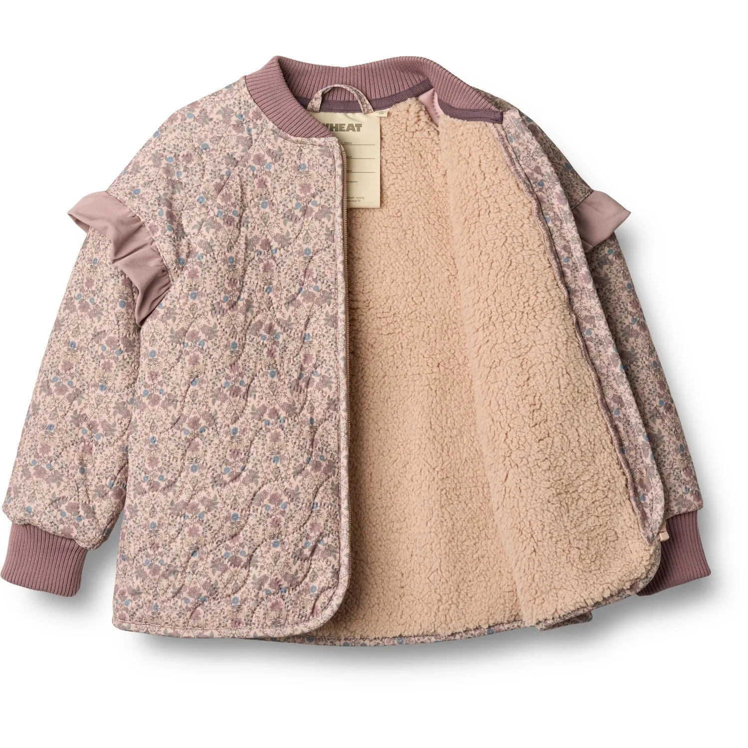 Beaded-Sleeve Wheat Rose Dust Tapestry Thermo Jacket Ellas