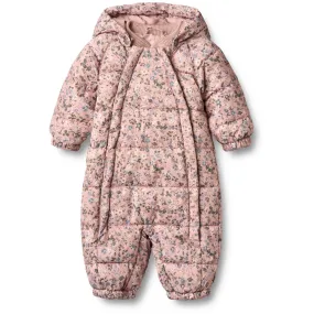 Wheat Rose Powder Flowers Puffer Baby Suit Edem Applique-Detail