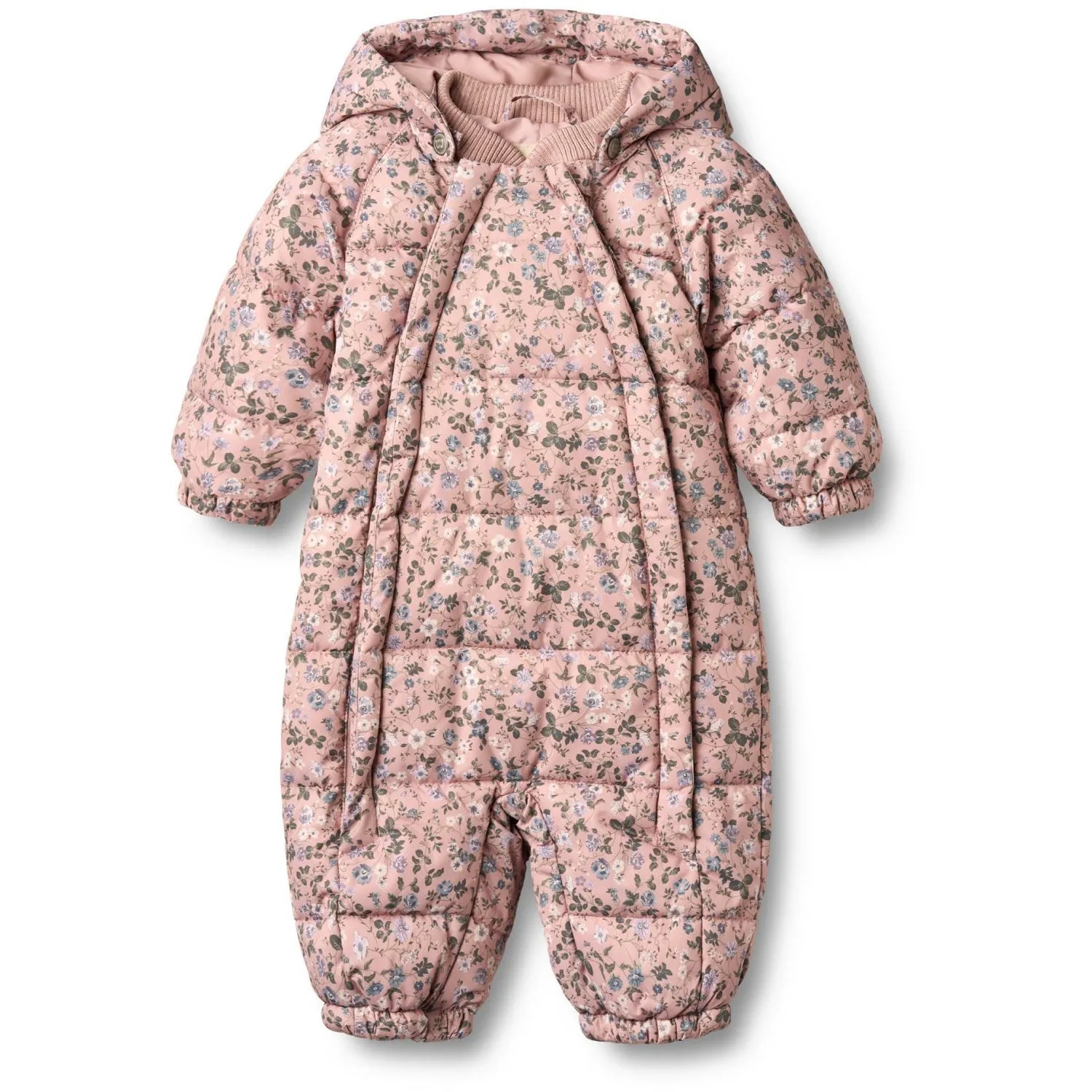 Wheat Rose Powder Flowers Puffer Baby Suit Edem Applique-Detail