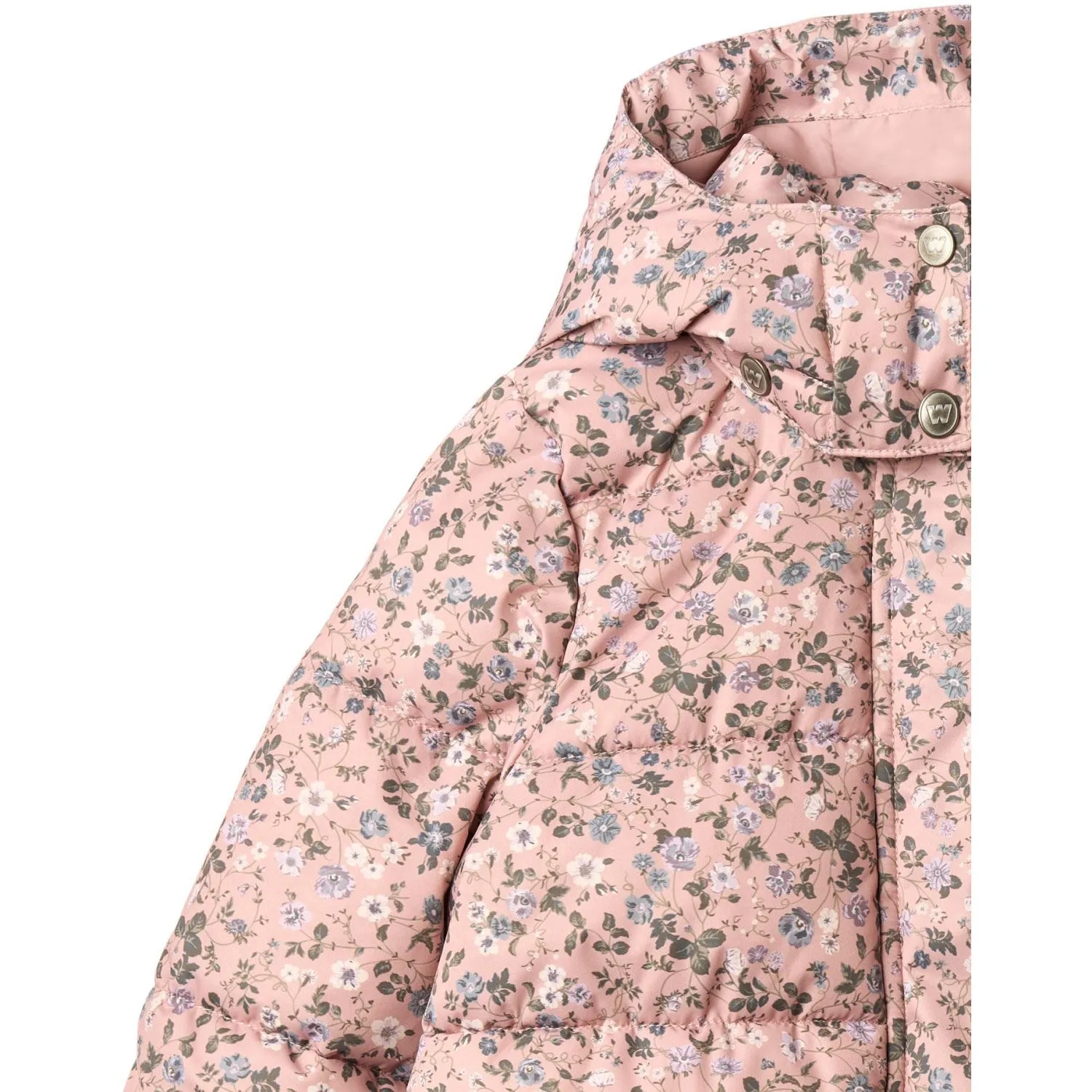 Wheat Rose Powder Flowers Puffer Coat Yrsa Side-Pocket Oversized-Fit