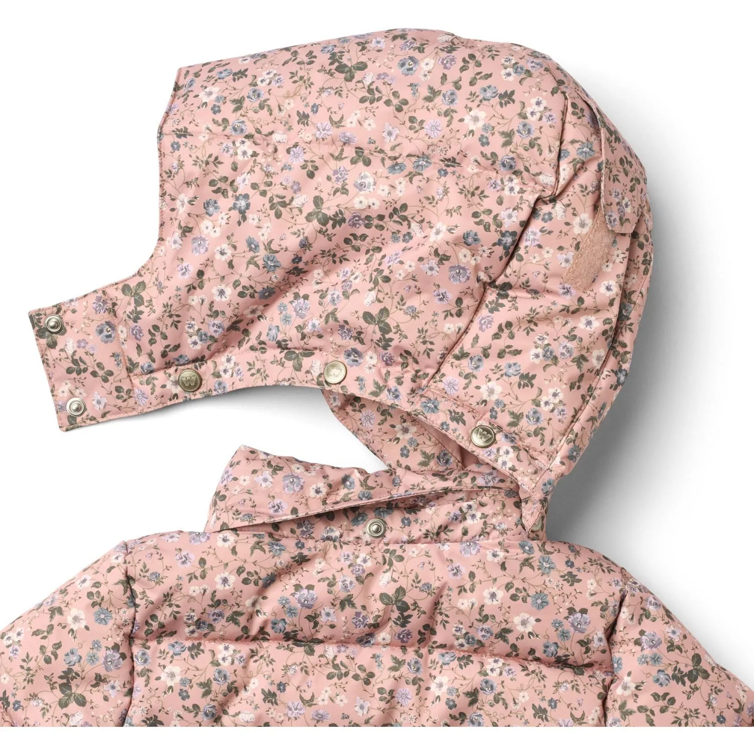 Wheat Rose Powder Flowers Puffer Coat Yrsa Satin-Sleeve