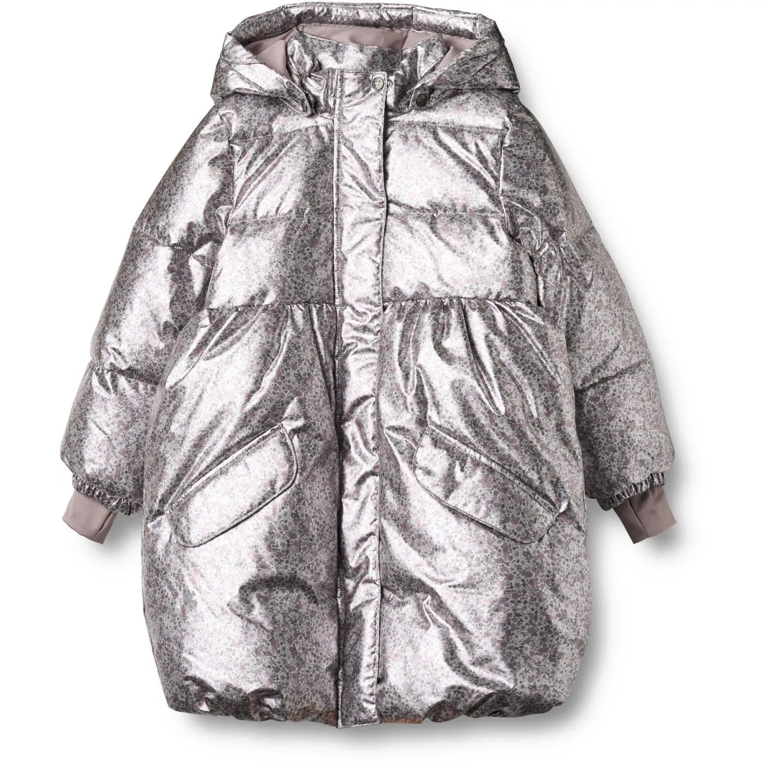 Wheat Silver Flower Meadow Puffer Coat Luna Water-Repellent-Finish
