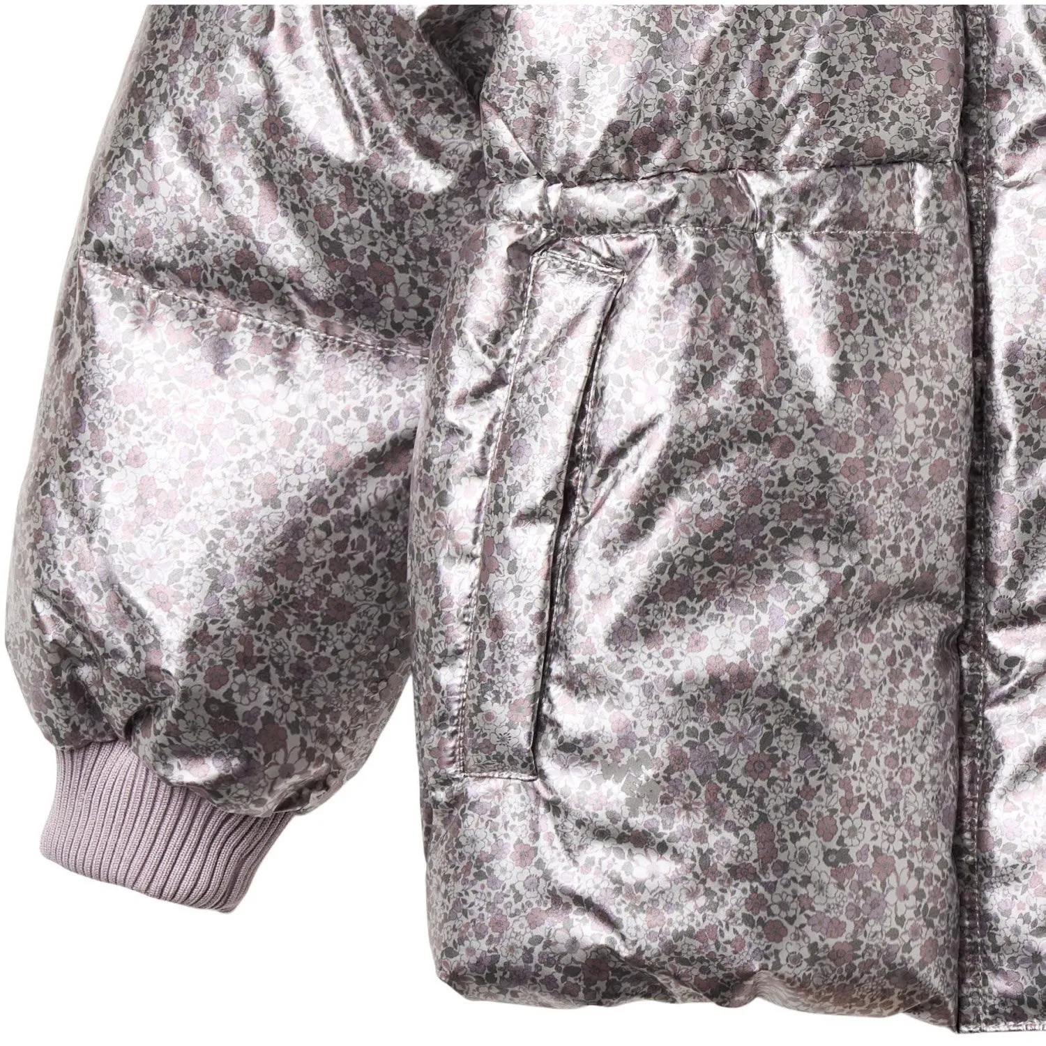 Silky-Feel Wheat Silver Flower Meadow Puffer Jacket Eli