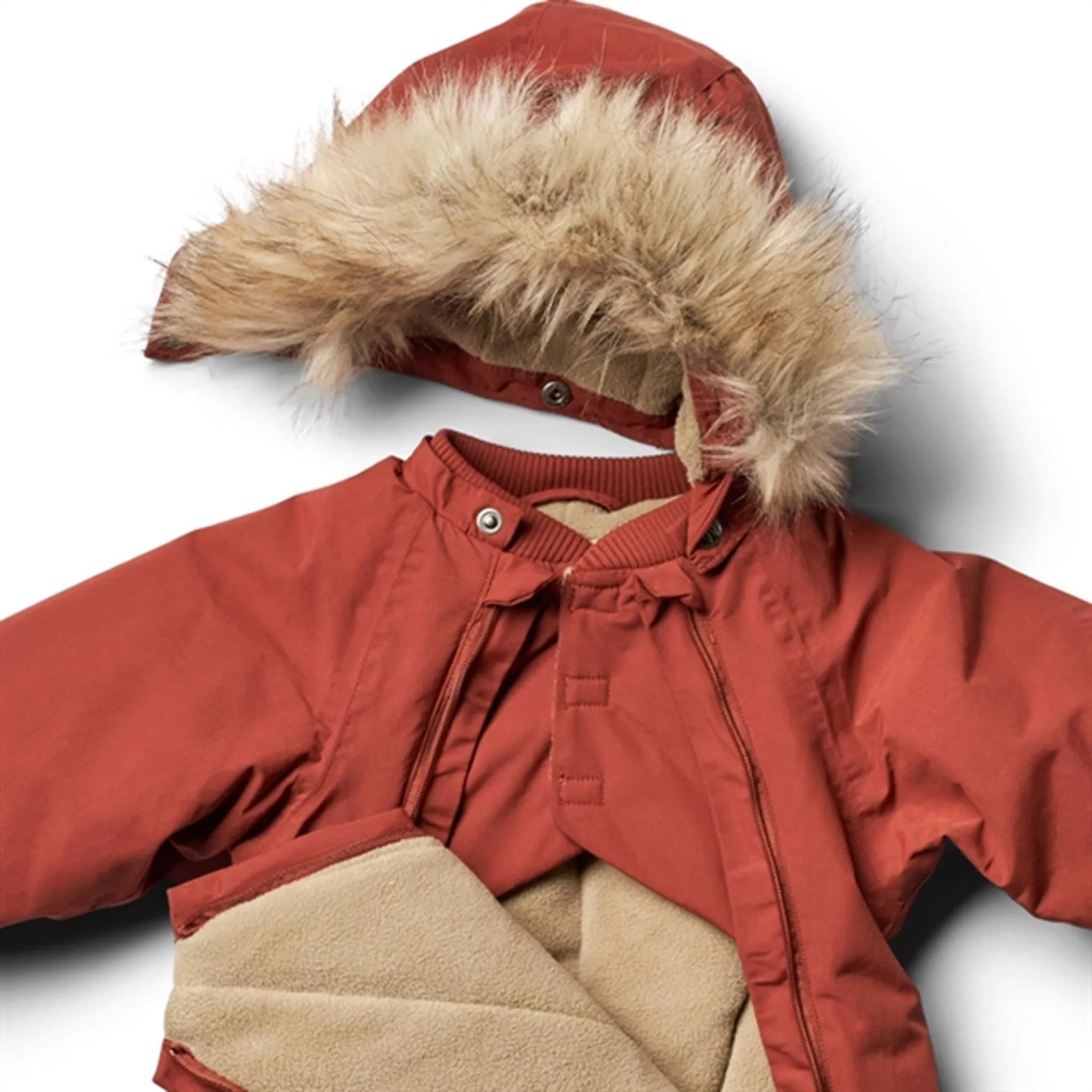 Bold-Color Beaded-Sleeve Wheat Snowsuit Nickie Tech Red