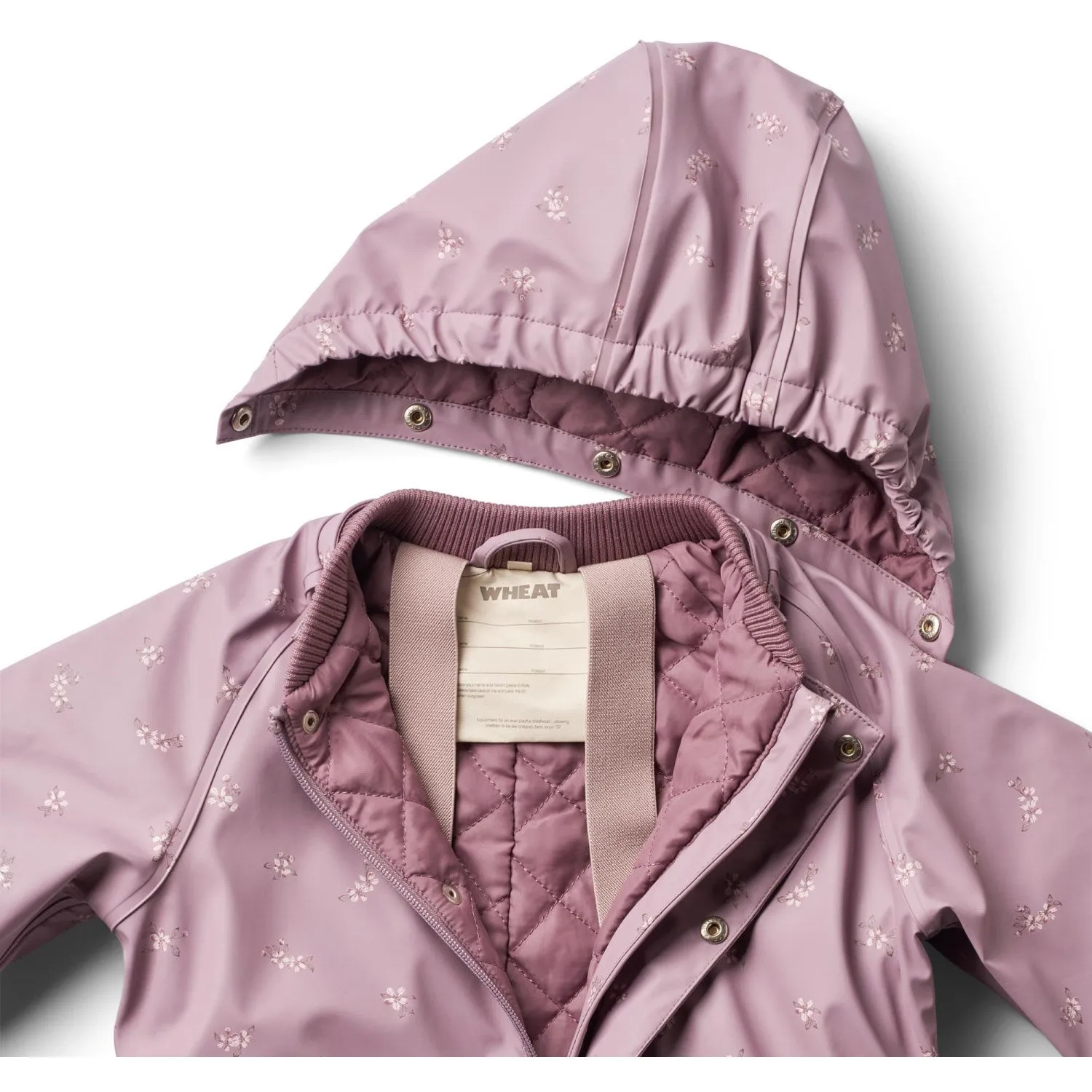 Wheat Soft Lilac Flowers Thermo Rainsuit Aiko Packable Storage Layered Commute Look