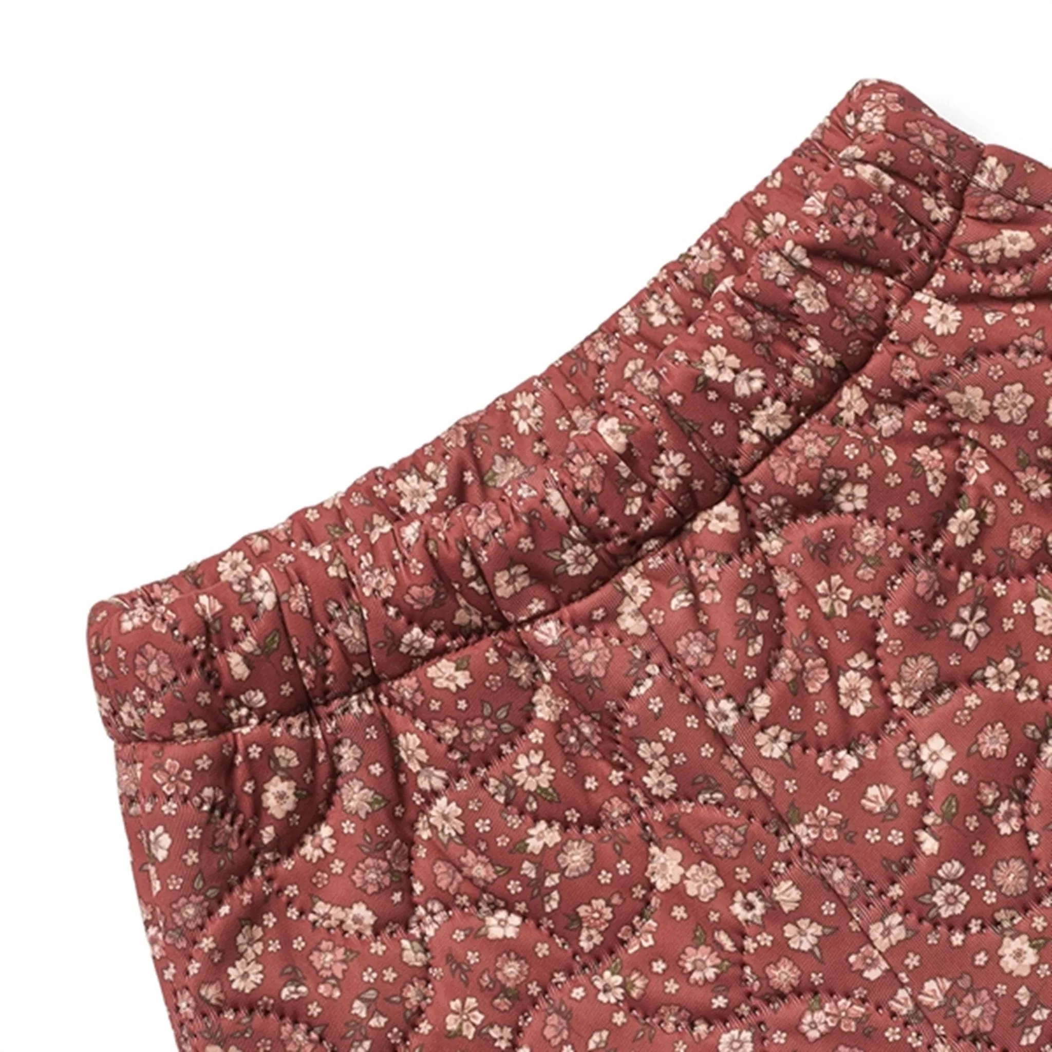 Contrast-Lining Shimmer-Finish Wheat Thermo Red Flowers Pants Alex