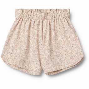 Wheat Cream Flower Meadow Jersey Shorts Karen Vented Hem Details