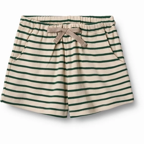 Layered Look Trendy Look Wheat Green Stripe Jersey Shorts Kalle