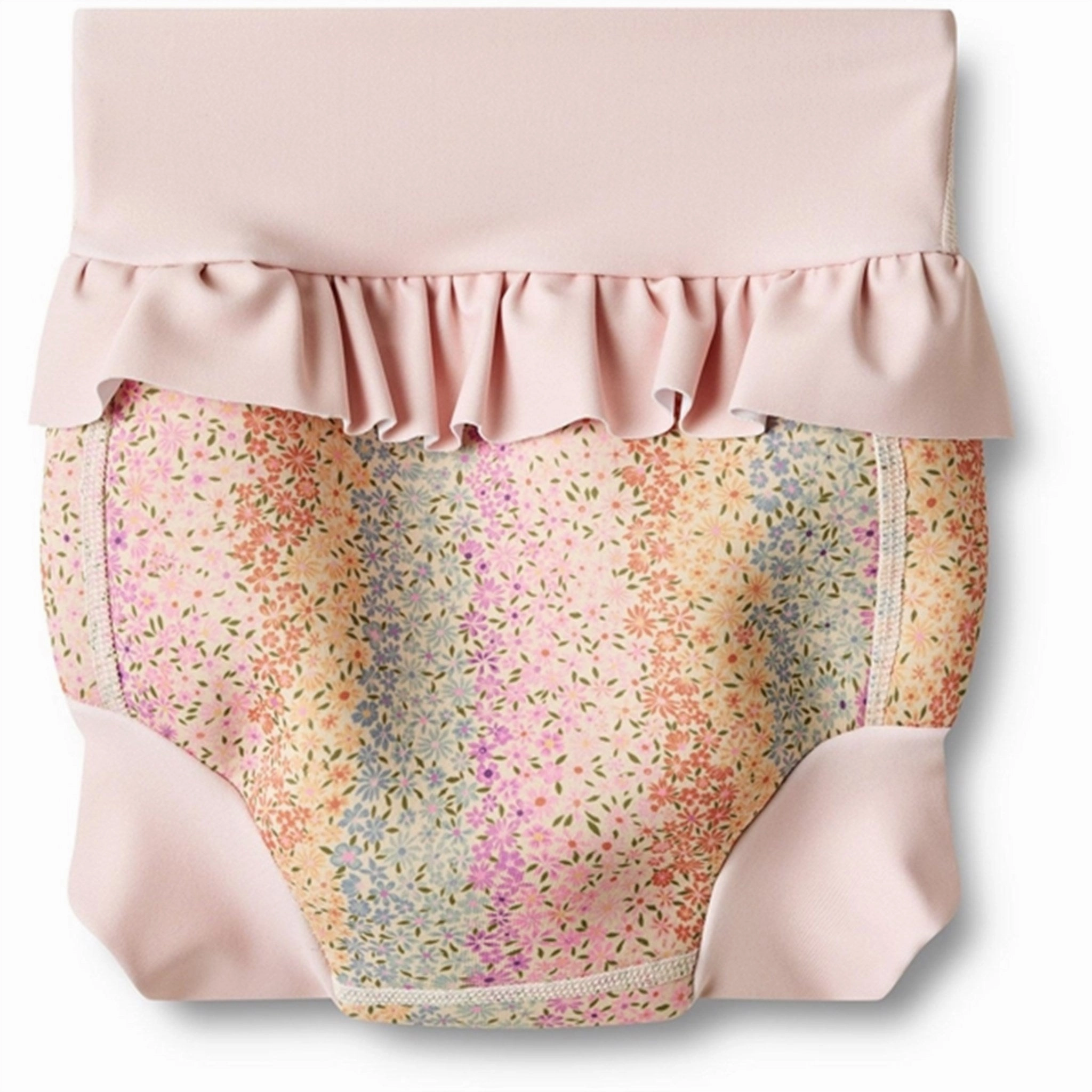 Breathable mesh design Wheat Rainbow Flowers Neoprene Swim Pants Ruffle