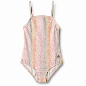 Wheat Rainbow Flowers Swimsuit Manon Stretchable-Fabric Quick Release Clasp