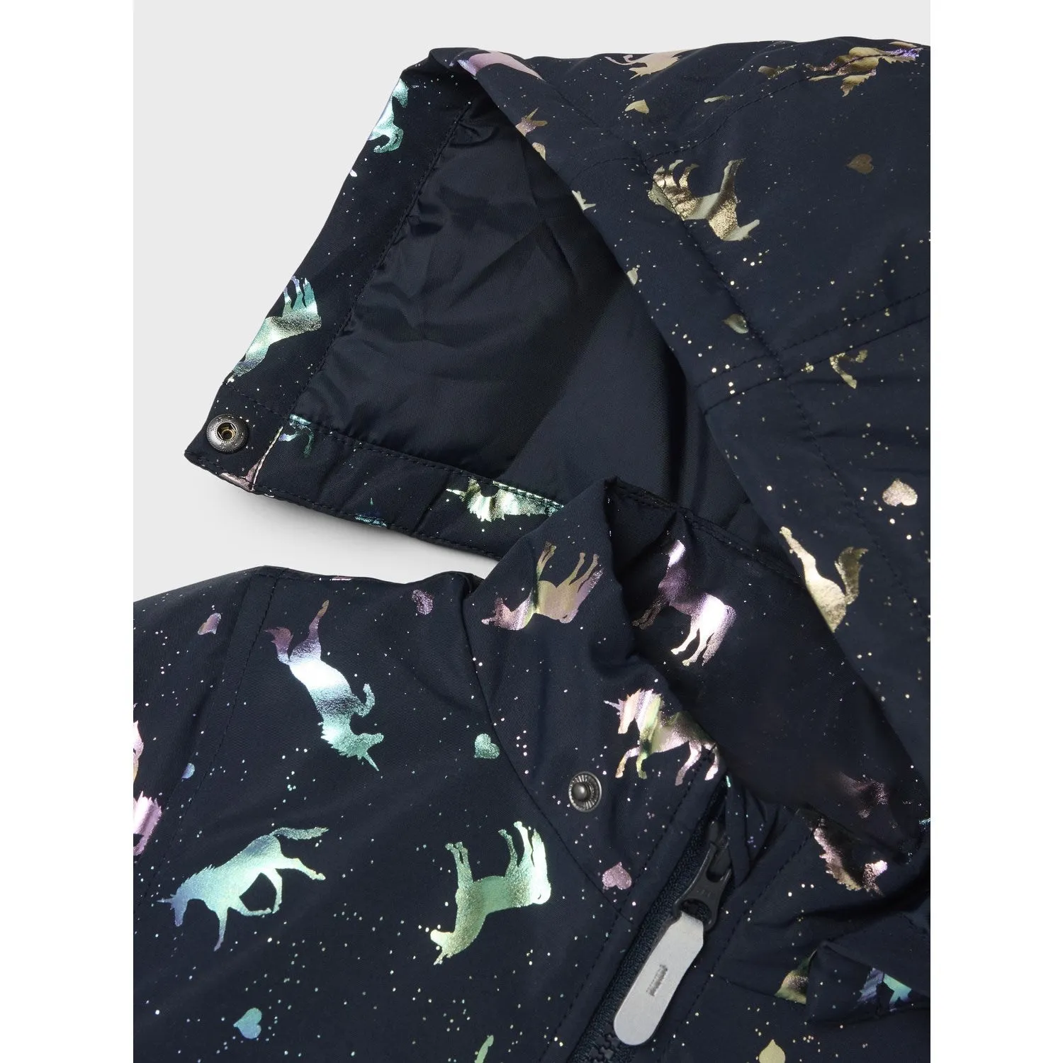 Name It Dark Sapphire Unicorn Nmfmaxi Pa Jacket Foil Aop Noos Knee Length