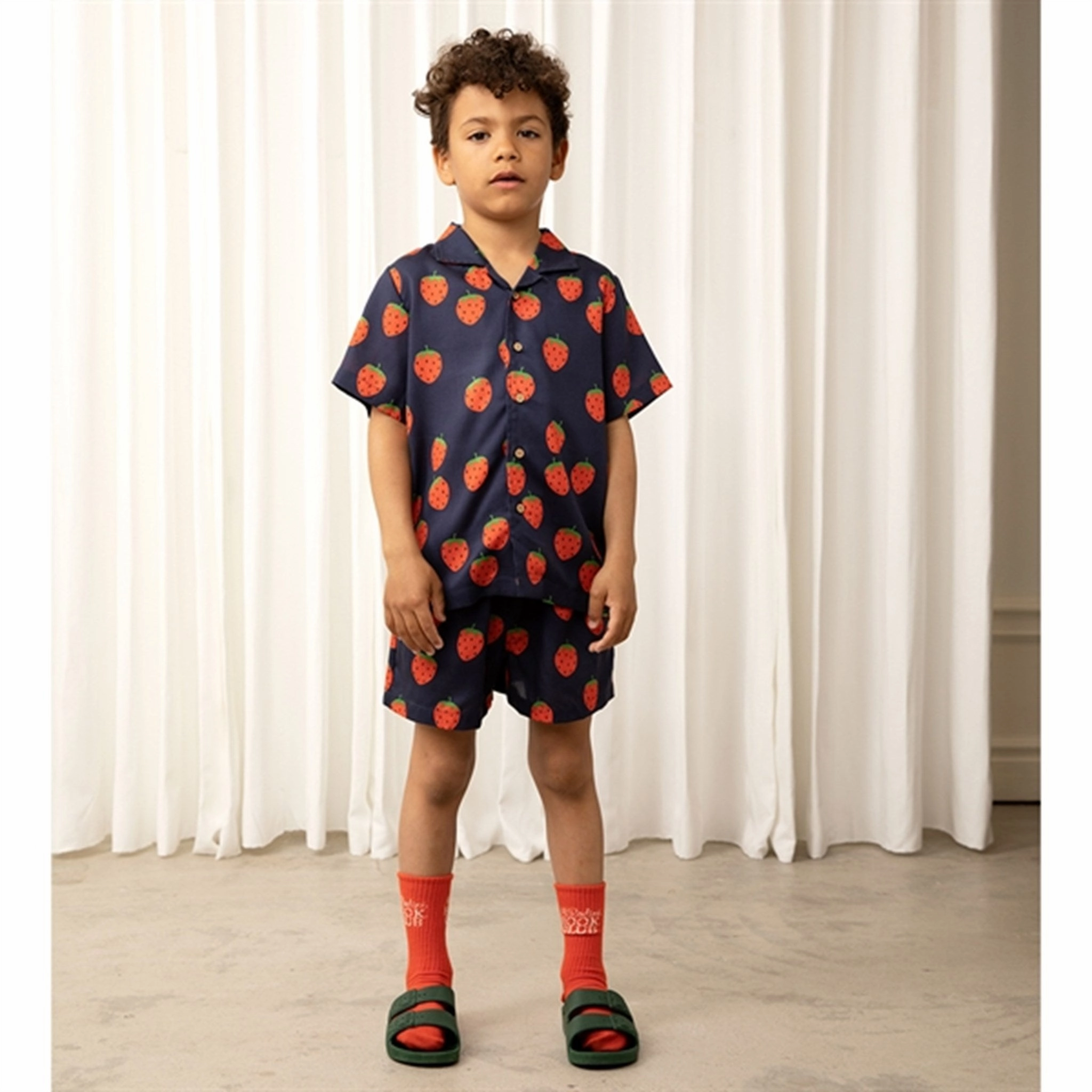 Mini Rodini Strawberries Aop Woven Shorts Blue Anniversary Gift