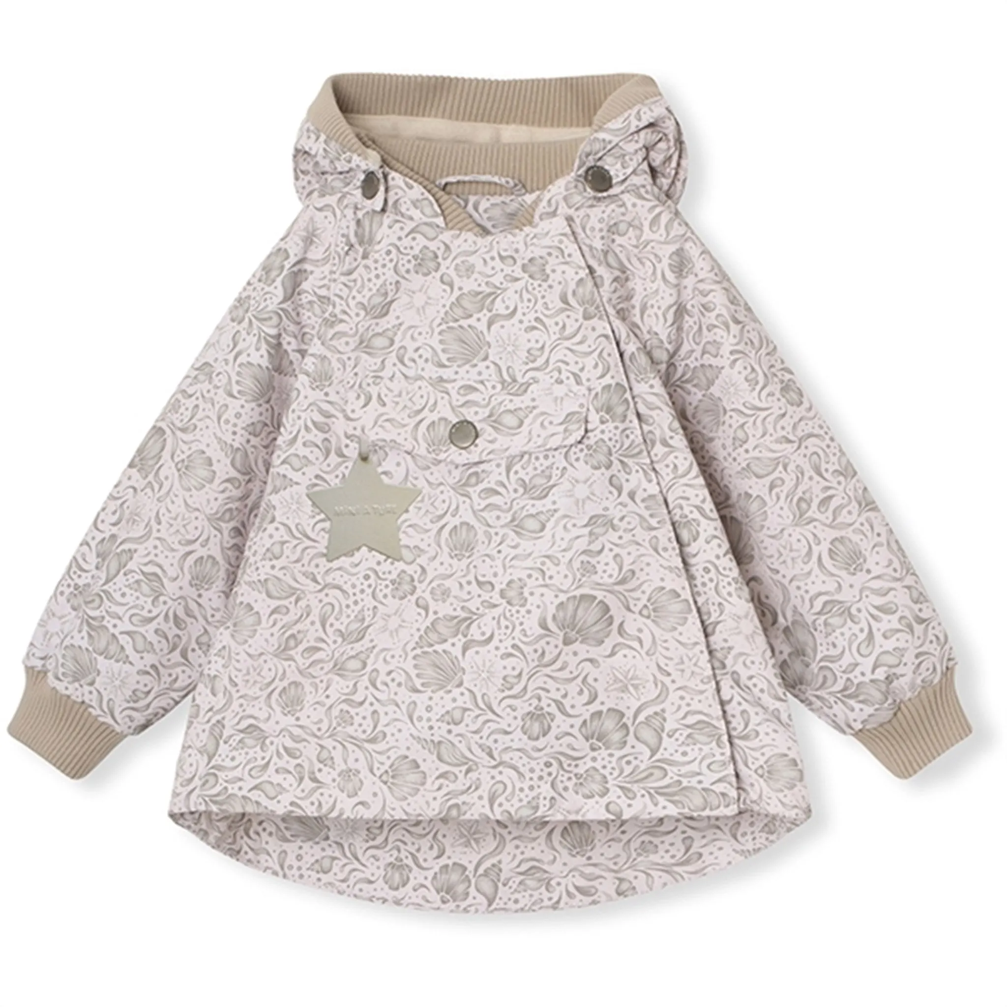 Low Profile Sleek Outerwear MINI A TURE WAI Spring Jacket w/Fleece Lining Printed Print Fossilized Shells