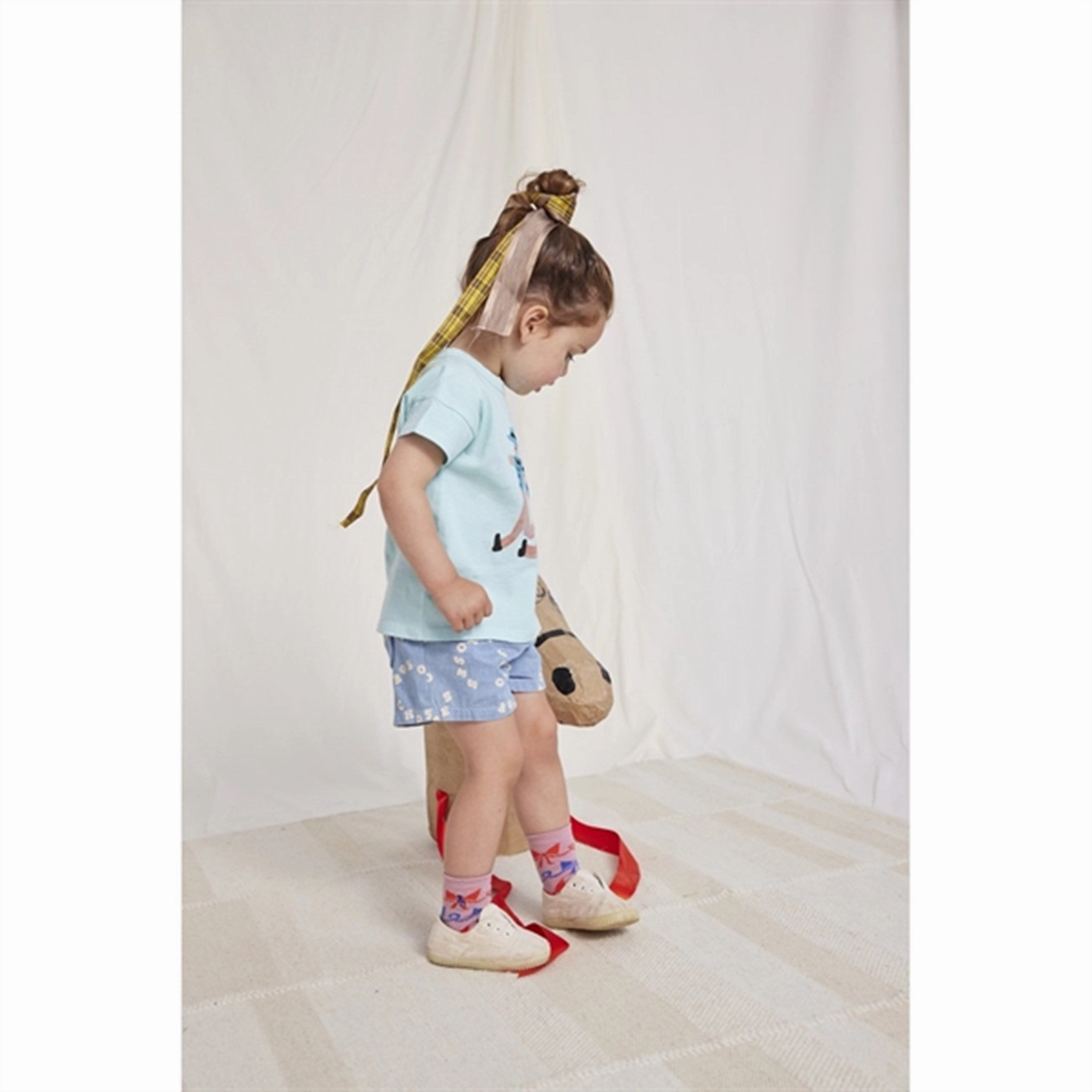 Bobo Choses Baby Bobo Choses Circle Denim Bermuda Shorts Denim Short Light Blue Back pockets Move Easy
